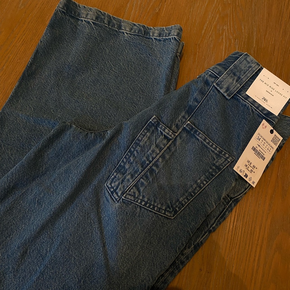 Zara blue denim, wide leg